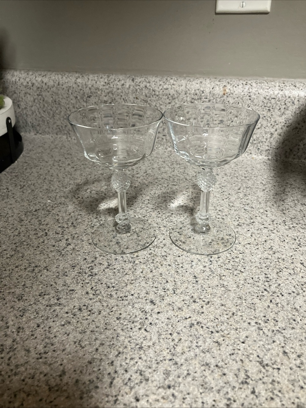 Clear Cut Fostoria Crystal Coupe Glasses - Set of 2